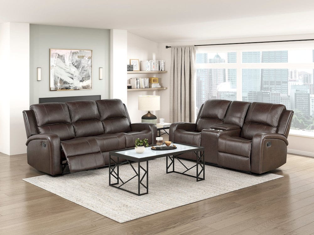 Homelegance  - Austin Double Reclining Love Seat W/ Center Console in Brown - 9735BRW-2  view 8