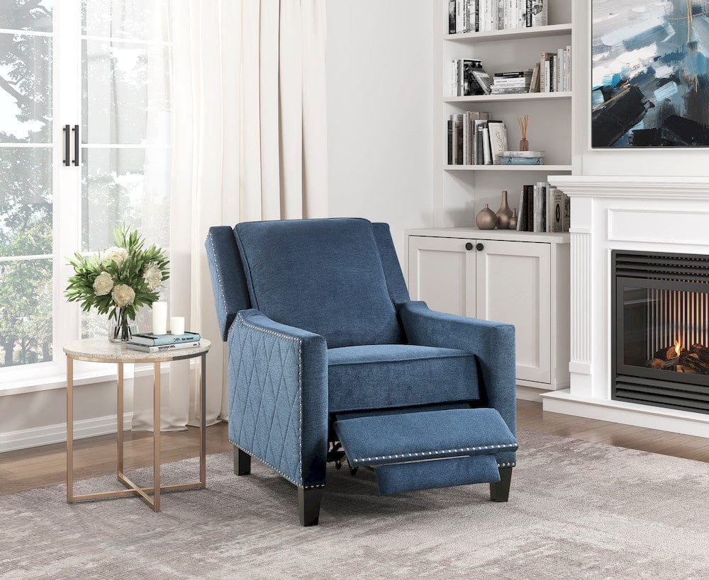Homelegance  - Banks Push Back Reclining Chair in Blue - 8505BU-1  view 7