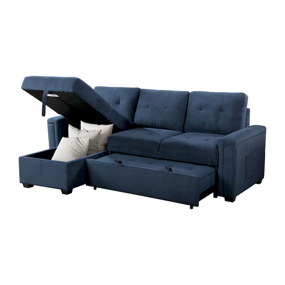 Homelegance  - Barbara Reversible Sectional W/ Hidden Storage and Pull-out Bed in Blue - 9259xSC  view 3