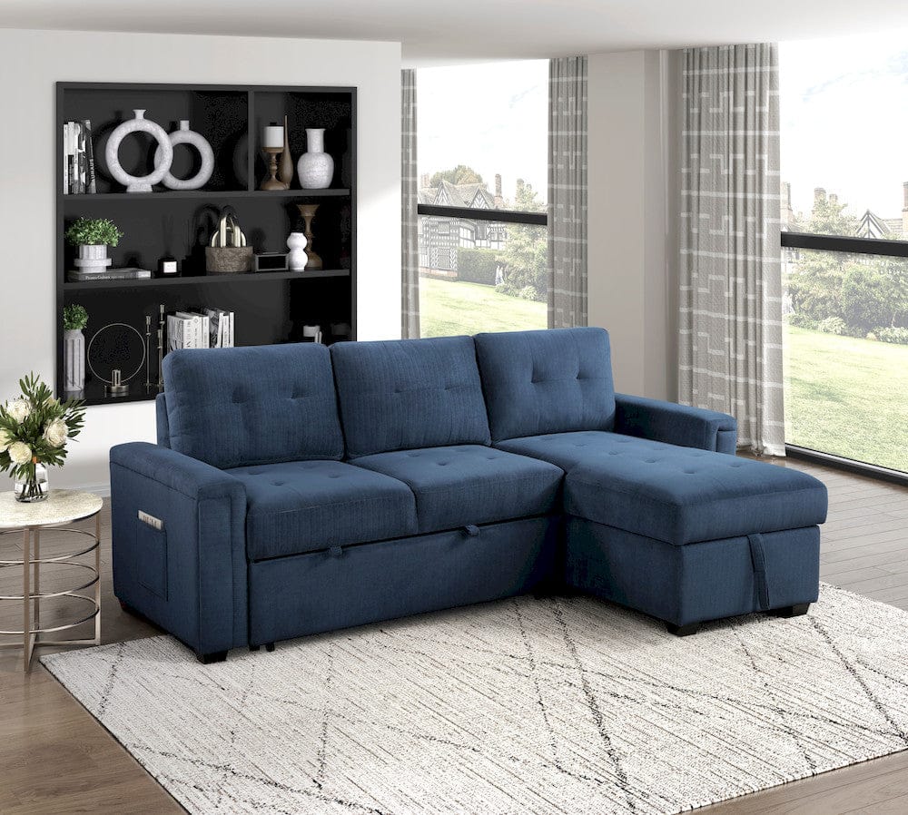 Homelegance  - Barbara Reversible Sectional W/ Hidden Storage and Pull-out Bed in Blue - 9259xSC  view 8