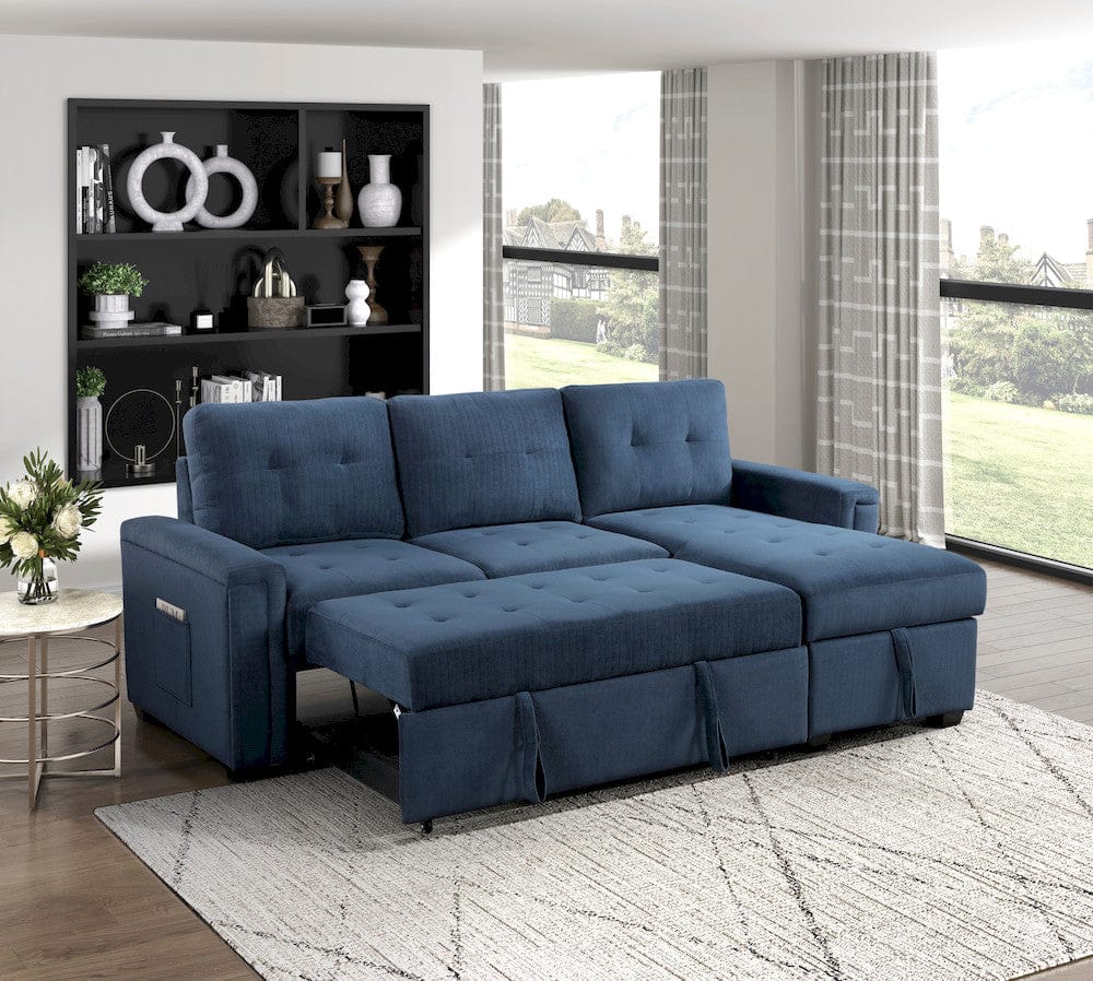 Homelegance  - Barbara Reversible Sectional W/ Hidden Storage and Pull-out Bed in Blue - 9259xSC  view 9