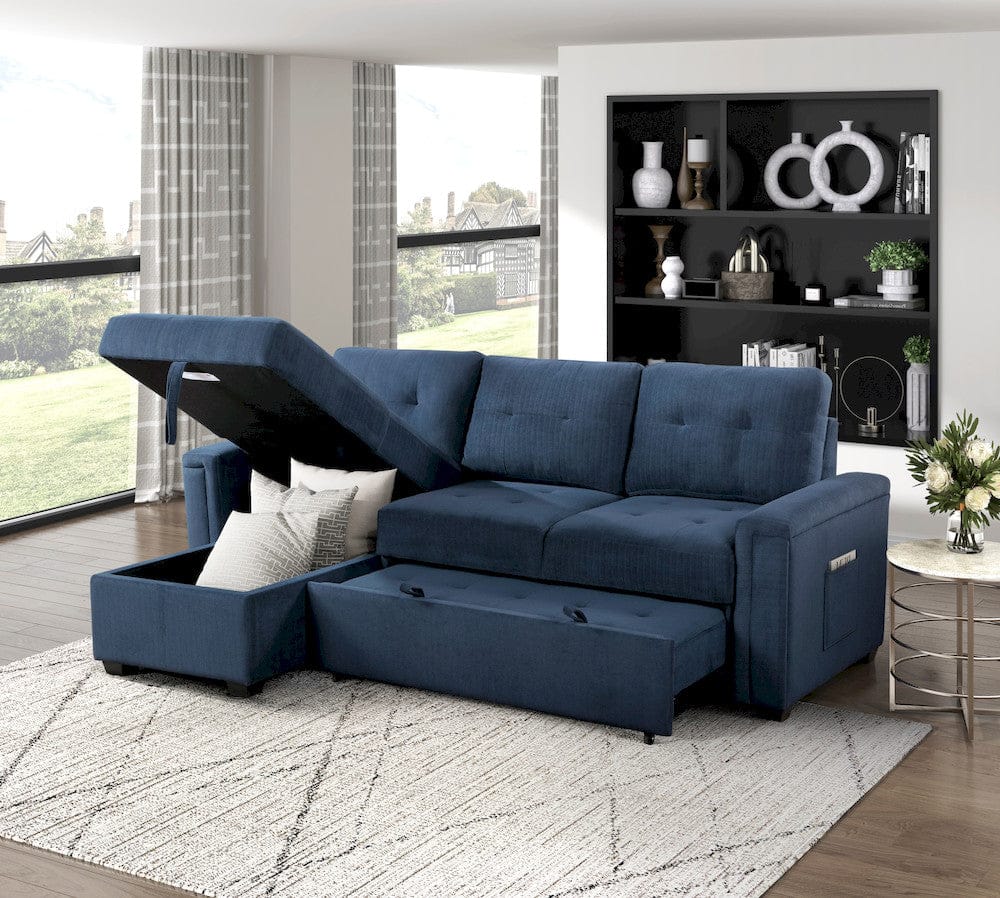 Homelegance  - Barbara Reversible Sectional W/ Hidden Storage and Pull-out Bed in Blue - 9259xSC  view 11