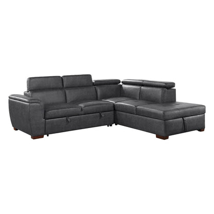 Homelegance  - Barre 2-Piece Sectional W/ Pull-out Bed and Right Chaise W/ Hidden Storage, Adjustable Headrests in Gray - 8567GYxSC  view 1