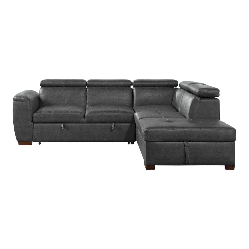 Homelegance  - Barre 2-Piece Sectional W/ Pull-out Bed and Right Chaise W/ Hidden Storage, Adjustable Headrests in Gray - 8567GYxSC  view 5