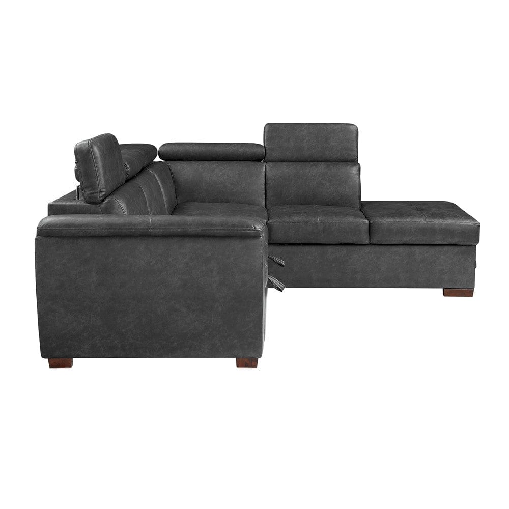 Homelegance  - Barre 2-Piece Sectional W/ Pull-out Bed and Right Chaise W/ Hidden Storage, Adjustable Headrests in Gray - 8567GYxSC  view 6