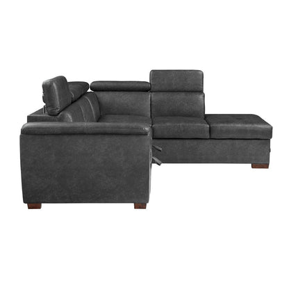 Homelegance  - Barre 2-Piece Sectional W/ Pull-out Bed and Right Chaise W/ Hidden Storage, Adjustable Headrests in Gray - 8567GYxSC  view 6