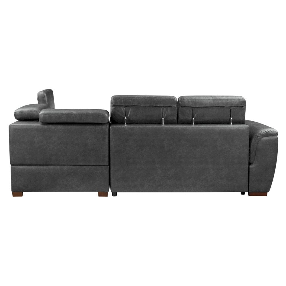 Homelegance  - Barre 2-Piece Sectional W/ Pull-out Bed and Right Chaise W/ Hidden Storage, Adjustable Headrests in Gray - 8567GYxSC  view 7