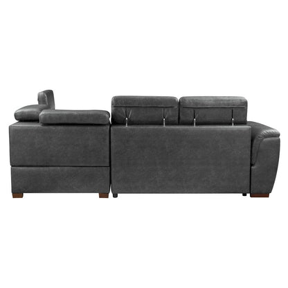 Homelegance  - Barre 2-Piece Sectional W/ Pull-out Bed and Right Chaise W/ Hidden Storage, Adjustable Headrests in Gray - 8567GYxSC  view 7