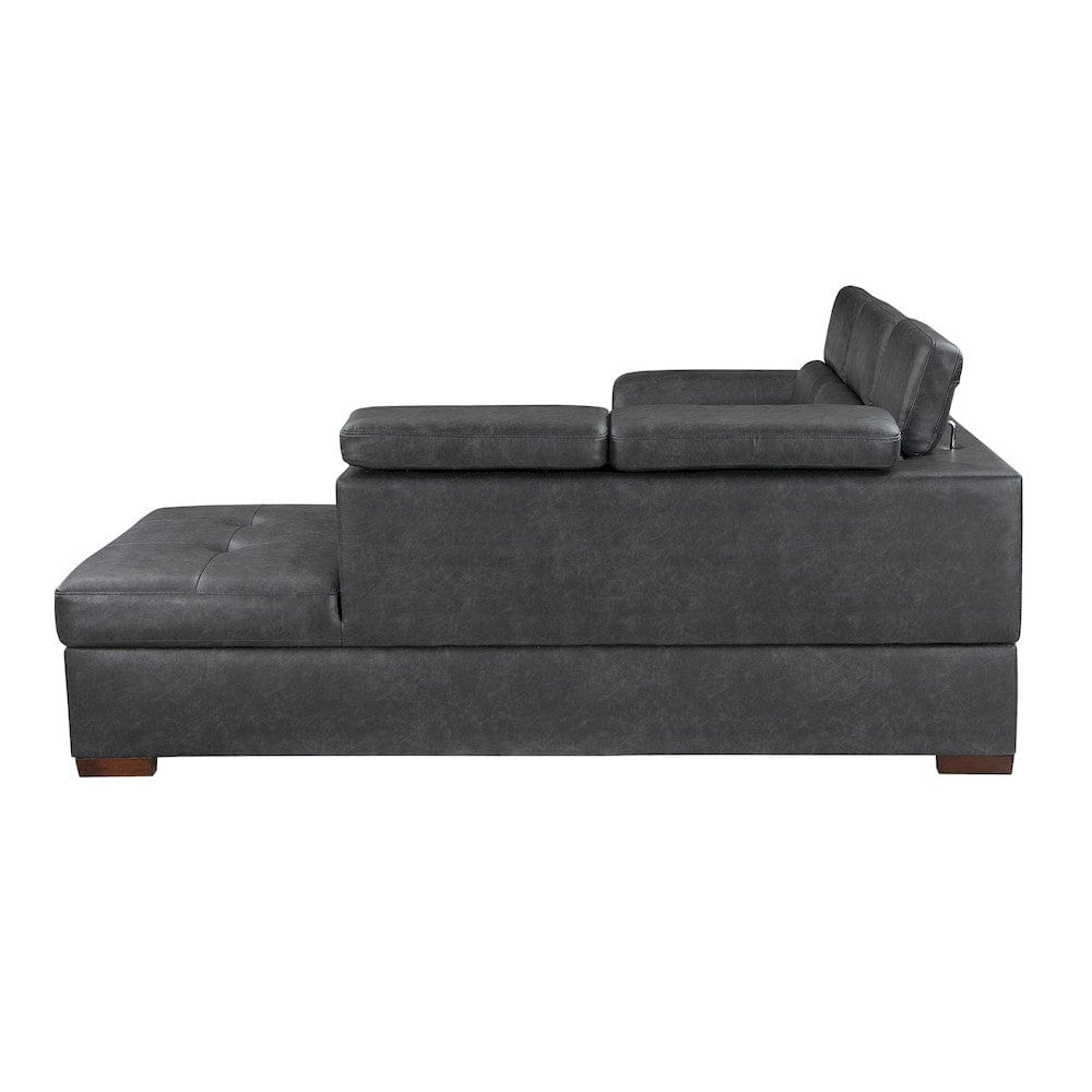 Homelegance  - Barre 2-Piece Sectional W/ Pull-out Bed and Right Chaise W/ Hidden Storage, Adjustable Headrests in Gray - 8567GYxSC  view 8