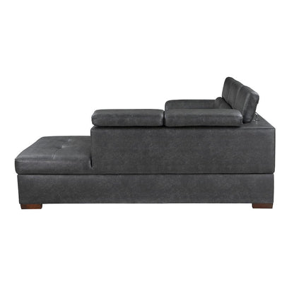 Homelegance  - Barre 2-Piece Sectional W/ Pull-out Bed and Right Chaise W/ Hidden Storage, Adjustable Headrests in Gray - 8567GYxSC  view 8