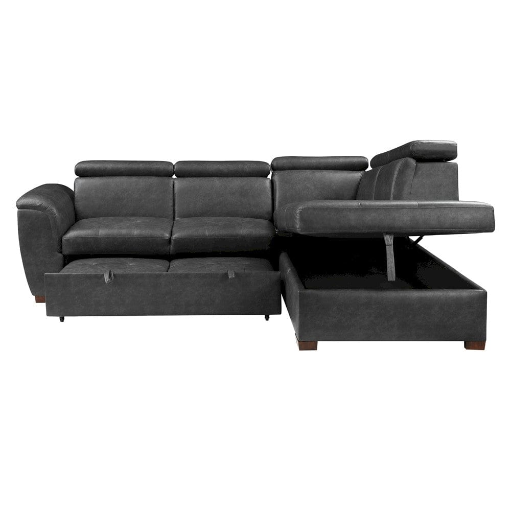 Homelegance  - Barre 2-Piece Sectional W/ Pull-out Bed and Right Chaise W/ Hidden Storage, Adjustable Headrests in Gray - 8567GYxSC  view 10