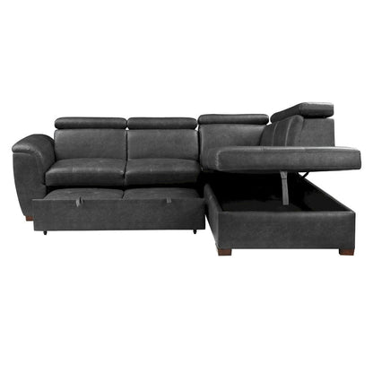 Homelegance  - Barre 2-Piece Sectional W/ Pull-out Bed and Right Chaise W/ Hidden Storage, Adjustable Headrests in Gray - 8567GYxSC  view 10