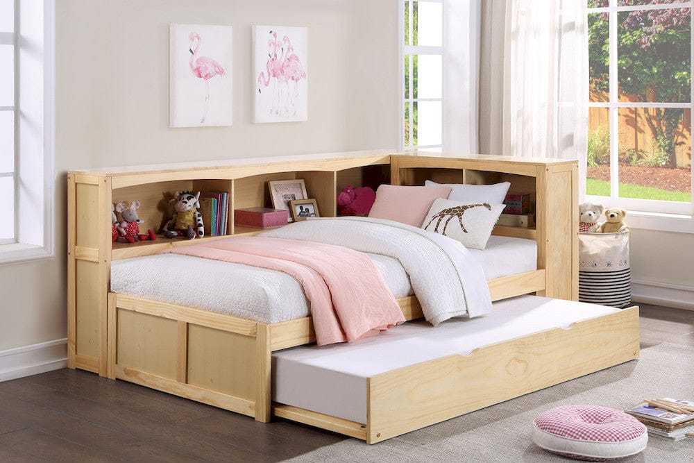 Homelegance  - Bartly Twin Bookcase Corner Platform Bed W/ Twin Trundle - B2043BC-1BCRx  view 2