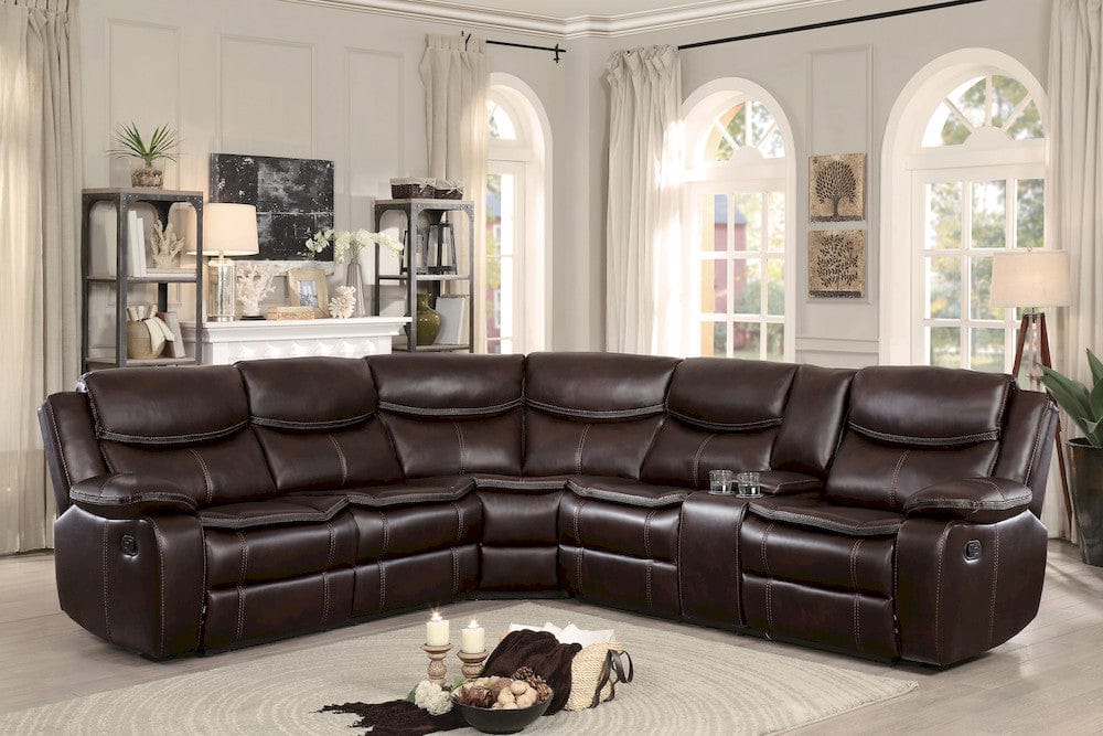 Homelegance  - Bastrop 3-Piece Sectional W/ Right Console in Brown - 8230BRWxSC  view 7