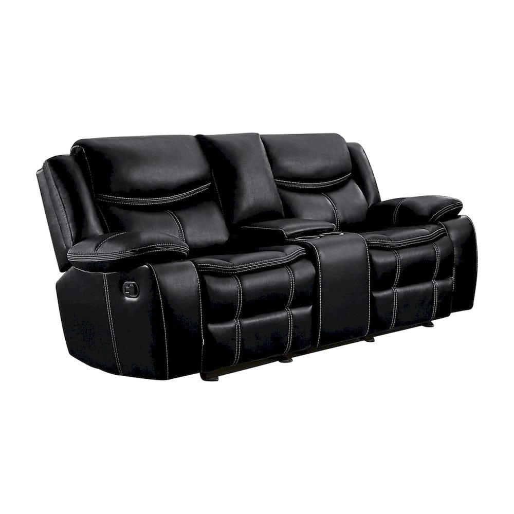 Homelegance  - Bastrop Double Glider Reclining Love Seat W/ Center Console in Black - 8230BLK-2  view 1