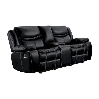 Homelegance  - Bastrop Double Glider Reclining Love Seat W/ Center Console in Black - 8230BLK-2  view 1
