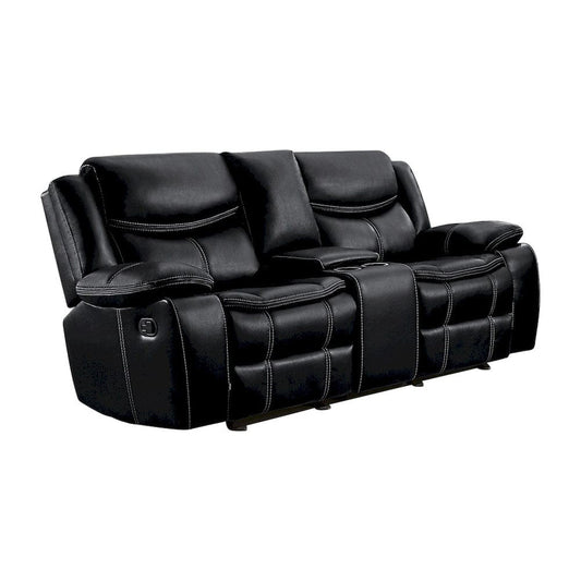 Homelegance  - Bastrop Double Glider Reclining Love Seat W/ Center Console in Black - 8230BLK-2  view 1