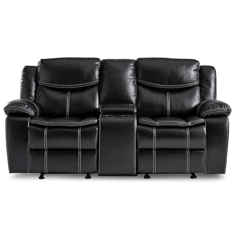 Homelegance  - Bastrop Double Glider Reclining Love Seat W/ Center Console in Black - 8230BLK-2  view 4