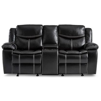 Homelegance  - Bastrop Double Glider Reclining Love Seat W/ Center Console in Black - 8230BLK-2  view 4