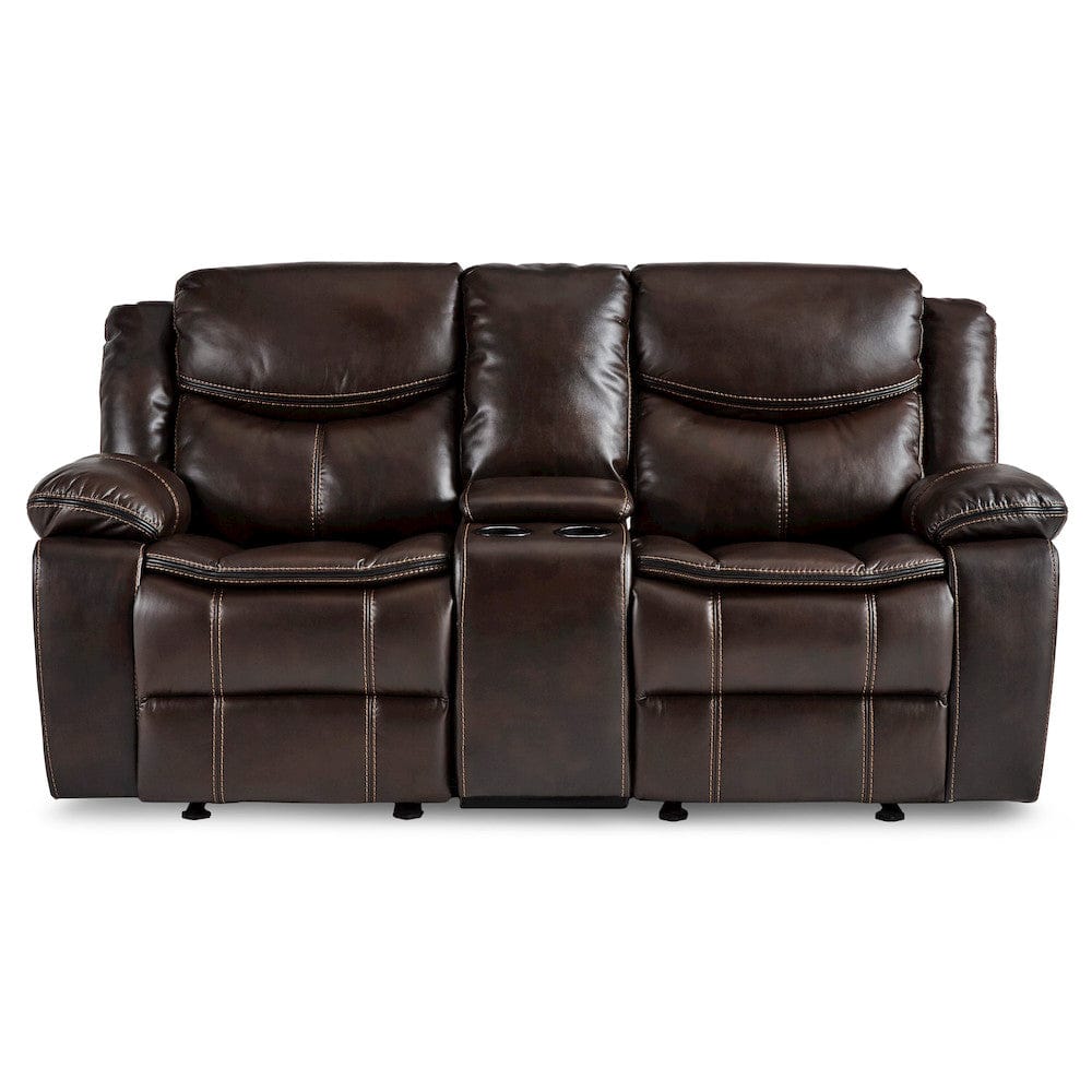 Homelegance  - Bastrop Double Glider Reclining Love Seat W/ Center Console in Brown - 8230BRW-2  view 1