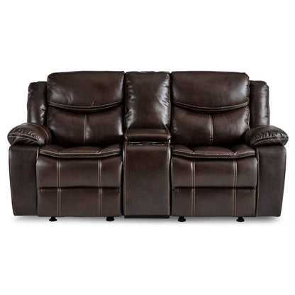Homelegance  - Bastrop Double Glider Reclining Love Seat W/ Center Console in Brown - 8230BRW-2  view 1