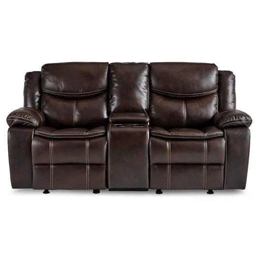 Homelegance  - Bastrop Double Glider Reclining Love Seat W/ Center Console in Brown - 8230BRW-2  view 1