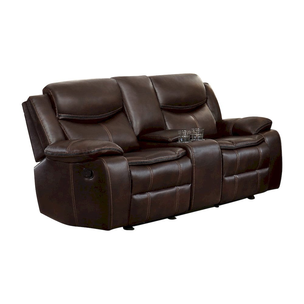 Homelegance  - Bastrop Double Glider Reclining Love Seat W/ Center Console in Brown - 8230BRW-2  view 2