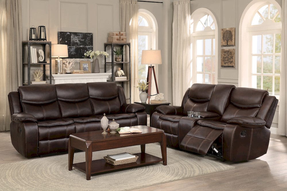 Homelegance  - Bastrop Double Glider Reclining Love Seat W/ Center Console in Brown - 8230BRW-2  view 4