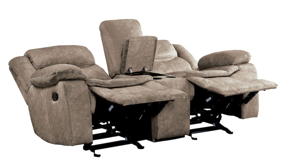 Homelegance  - Bastrop Double Glider Reclining Love Seat W/ Center Console in Brown - 8230FBR-2  view 3