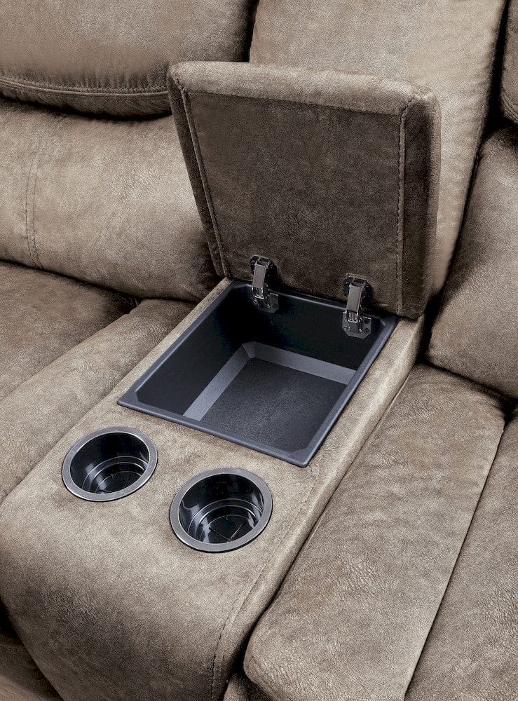 Homelegance  - Bastrop Double Glider Reclining Love Seat W/ Center Console in Brown - 8230FBR-2  view 4