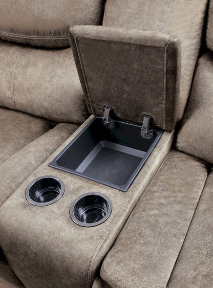 Homelegance  - Bastrop Double Glider Reclining Love Seat W/ Center Console in Brown - 8230FBR-2  view 4