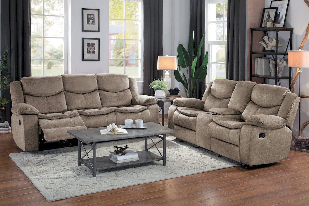 Homelegance  - Bastrop Double Glider Reclining Love Seat W/ Center Console in Brown - 8230FBR-2  view 6