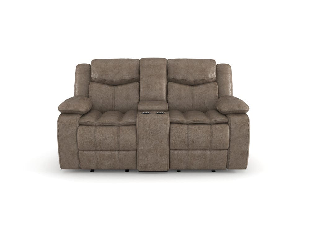Homelegance  - Bastrop Double Glider Reclining Love Seat W/ Center Console in Brown - 8230FBR-2  view 9