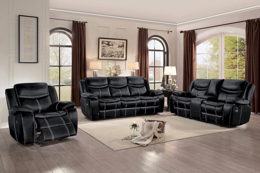 Homelegance  - Bastrop Double Reclining Sofa in Black - 8230BLK-3  view 3