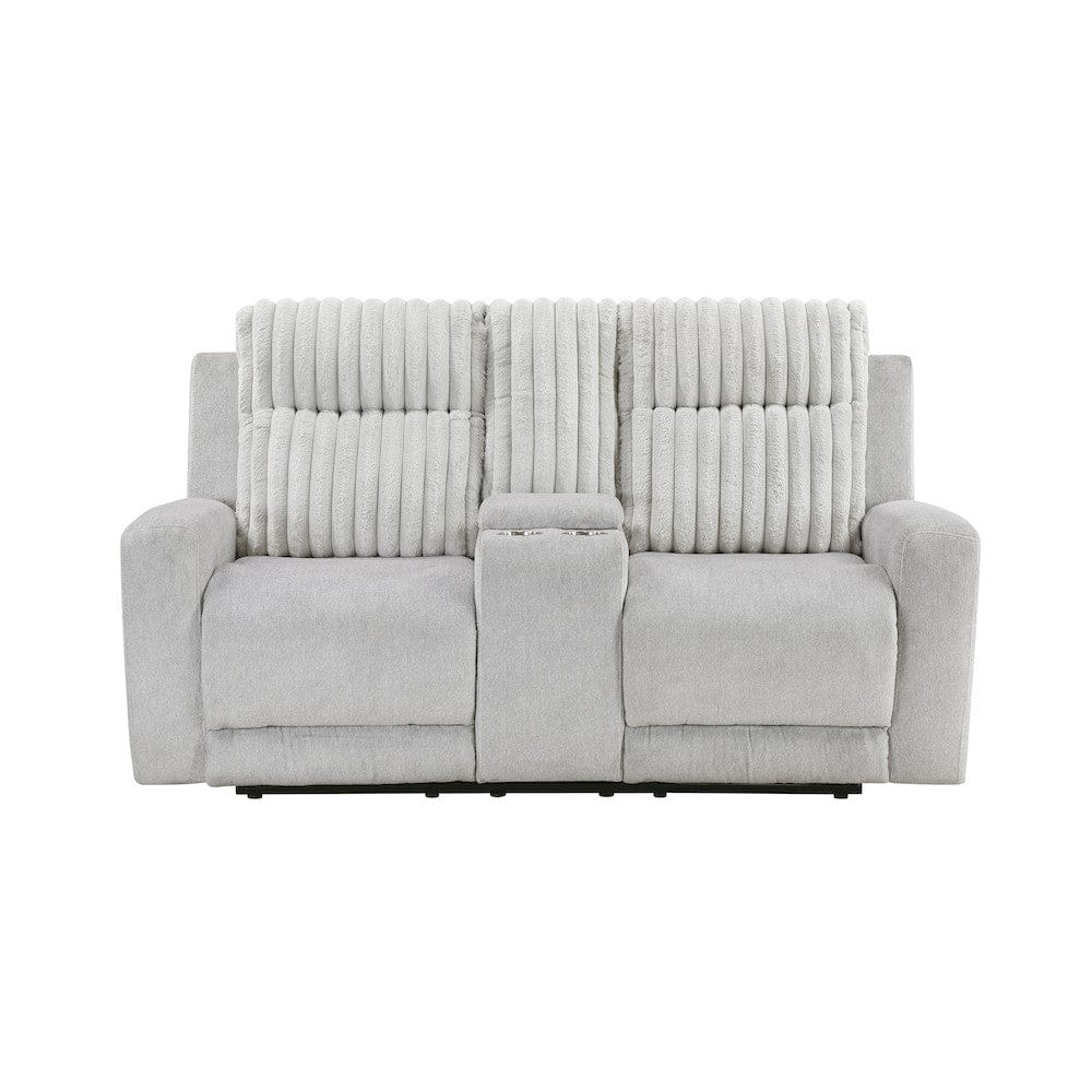 Homelegance  - Benton Double Reclining Love Seat W/ Center Console in Light gray - 9728LGY-2  view 1