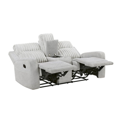 Homelegance  - Benton Double Reclining Love Seat W/ Center Console in Light gray - 9728LGY-2  view 4