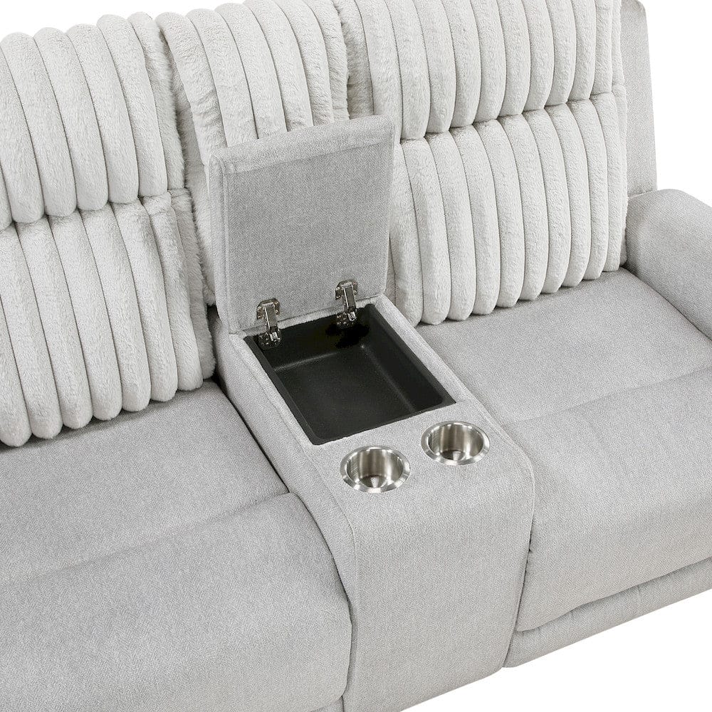 Homelegance  - Benton Double Reclining Love Seat W/ Center Console in Light gray - 9728LGY-2  view 5