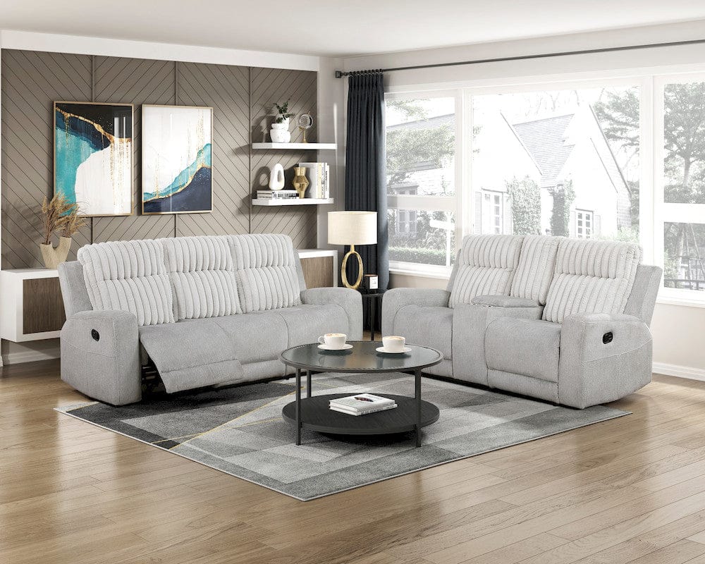 Homelegance  - Benton Double Reclining Sofa in Light gray - 9728LGY-3  view 3