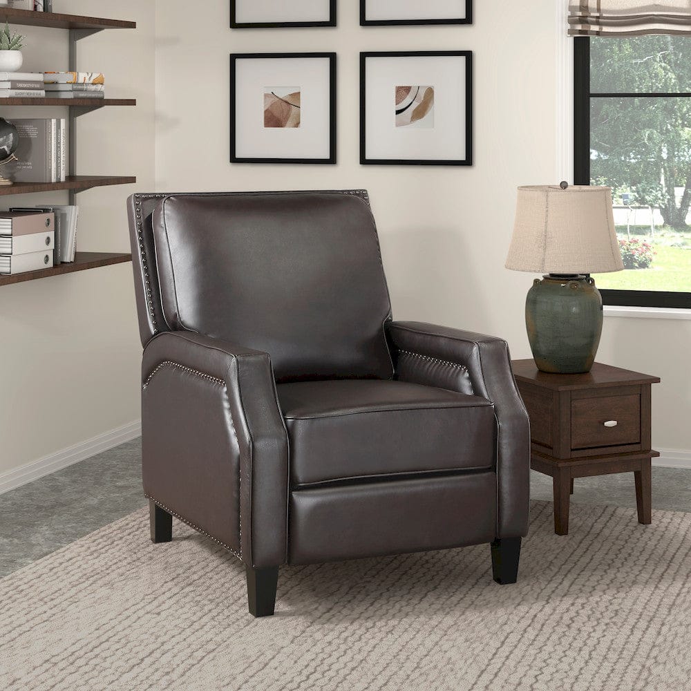 Homelegance  - Berenson Push Back Reclining Chair in Dark Brown - 8504DBR-1  view 9