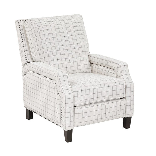 Homelegance  - Berenson Push Back Reclining Chair in Off-white with black plaid pattern - 8504WPP-1  view 1