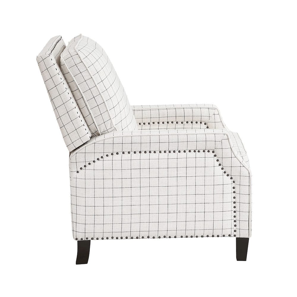 Homelegance  - Berenson Push Back Reclining Chair in Off-white with black plaid pattern - 8504WPP-1  view 2