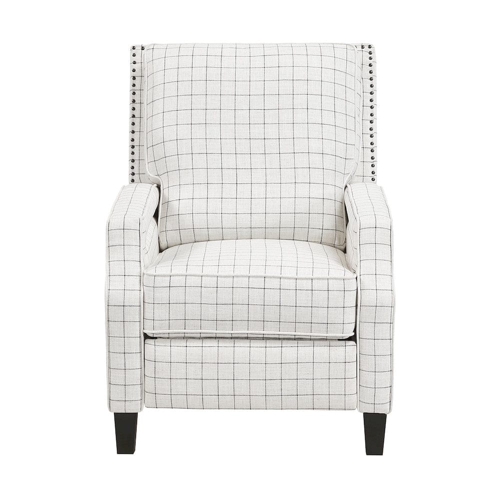 Homelegance  - Berenson Push Back Reclining Chair in Off-white with black plaid pattern - 8504WPP-1  view 3