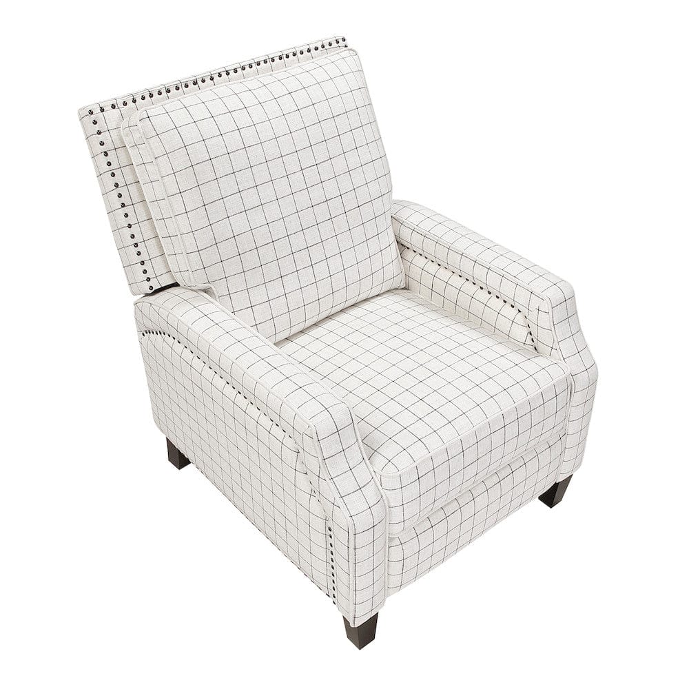 Homelegance  - Berenson Push Back Reclining Chair in Off-white with black plaid pattern - 8504WPP-1  view 4