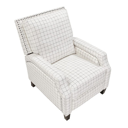 Homelegance  - Berenson Push Back Reclining Chair in Off-white with black plaid pattern - 8504WPP-1  view 4