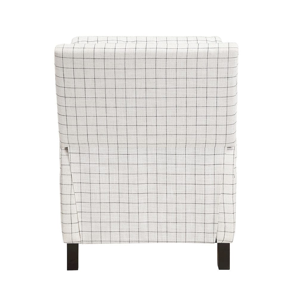 Homelegance  - Berenson Push Back Reclining Chair in Off-white with black plaid pattern - 8504WPP-1  view 6