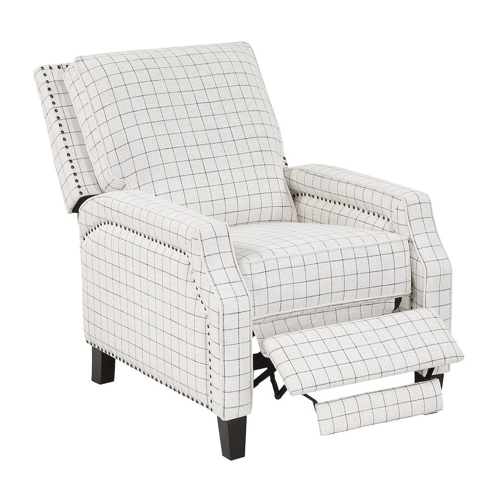 Homelegance  - Berenson Push Back Reclining Chair in Off-white with black plaid pattern - 8504WPP-1  view 7