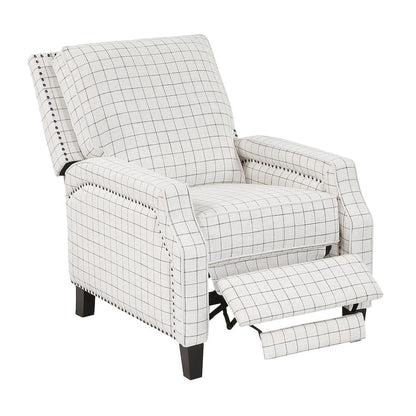 Homelegance  - Berenson Push Back Reclining Chair in Off-white with black plaid pattern - 8504WPP-1  view 7
