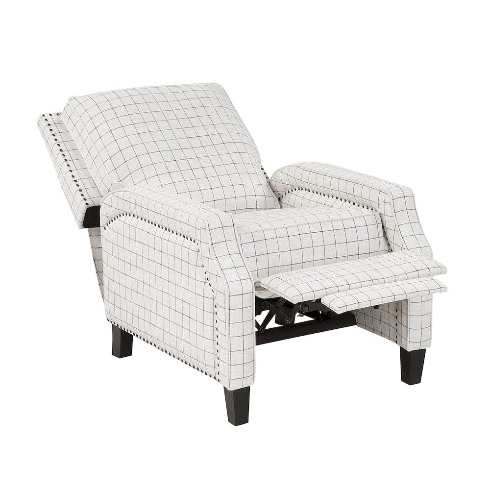 Homelegance  - Berenson Push Back Reclining Chair in Off-white with black plaid pattern - 8504WPP-1  view 8