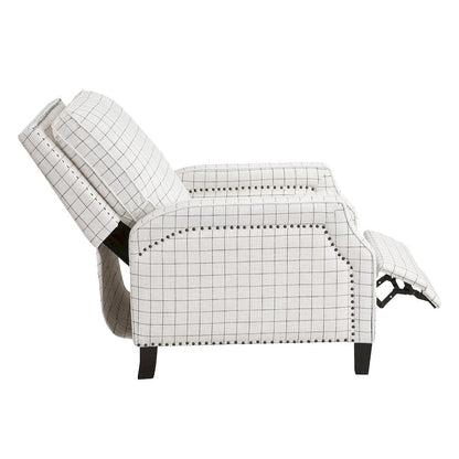 Homelegance  - Berenson Push Back Reclining Chair in Off-white with black plaid pattern - 8504WPP-1  view 9