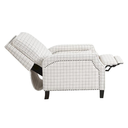 Homelegance  - Berenson Push Back Reclining Chair in Off-white with black plaid pattern - 8504WPP-1  view 10